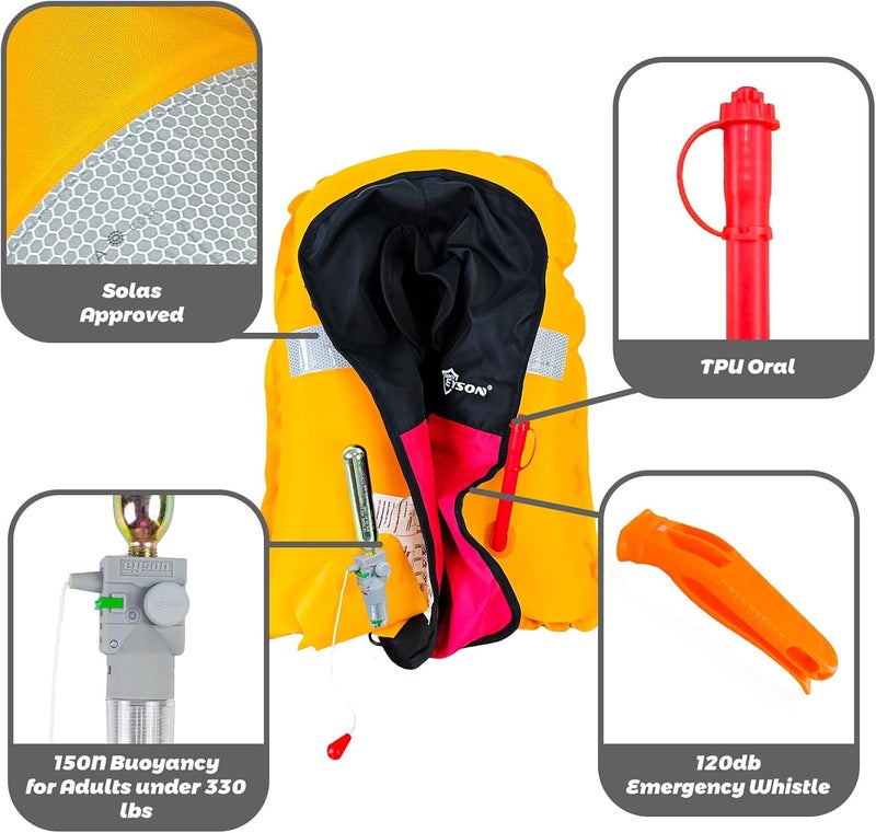 NAUTISHIELD Automatic Inflatable Life Jacket,Preserver PFD for Adults,Life Vest for Adults,Supports Weight up to 330 pounds - Image 2